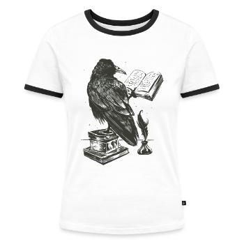 Rabe - Frauen Kontrast-T-Shirt - Weiß/Schwarz - Vorne - Selfina (174cm)