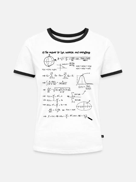 Antwort 42 - Frauen Kontrast-T-Shirt - Weiß/Schwarz