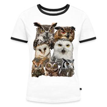 Nächtliche Raubvögel - Frauen Kontrast-T-Shirt - Weiß/Schwarz - Vorne - Selfina (174cm)