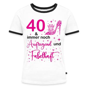 40 Geburtstag Frauen Geschenk 40 Jahre Geburtstag - Frauen Kontrast-T-Shirt - Weiß/Schwarz - Vorne - Selfina (174cm)