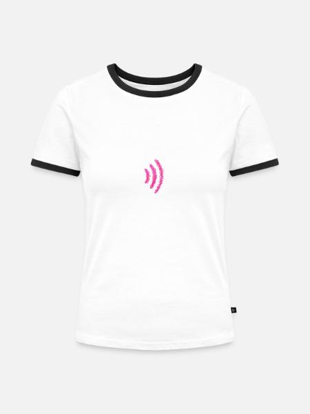 WiFi-Signal-T-Stück - Frauen Kontrast-T-Shirt - Weiß/Schwarz