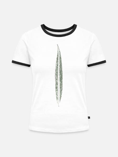 Weidenblatt / Blatt / Natur - Frauen Kontrast-T-Shirt - Weiß/Schwarz