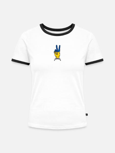 Frieden für die Ukraine - Frauen Kontrast-T-Shirt - Weiß/Schwarz