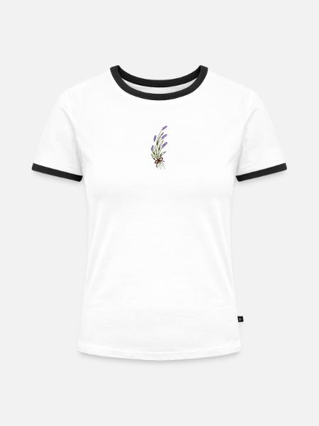 Lavendelstrauß - Frauen Kontrast-T-Shirt - Weiß/Schwarz