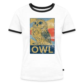 Eule Uhu Vogel Tier Geschenk Nachteule Party Tanz - Frauen Kontrast-T-Shirt - Weiß/Schwarz - Vorne - Selfina (174cm)