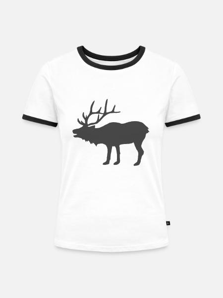 Elch - Frauen Kontrast-T-Shirt - Weiß/Schwarz