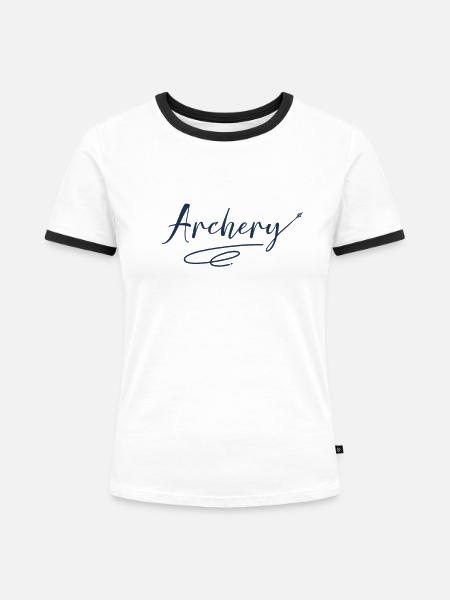 Pfeil und Bogen - Frauen Kontrast-T-Shirt - Weiß/Schwarz