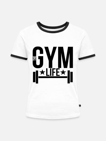 Gym - Frauen Kontrast-T-Shirt - Weiß/Schwarz