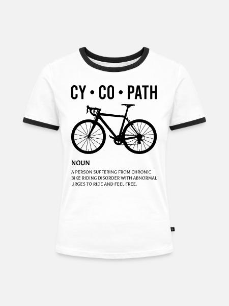 Fahrradfahrer - Frauen Kontrast-T-Shirt - Weiß/Schwarz