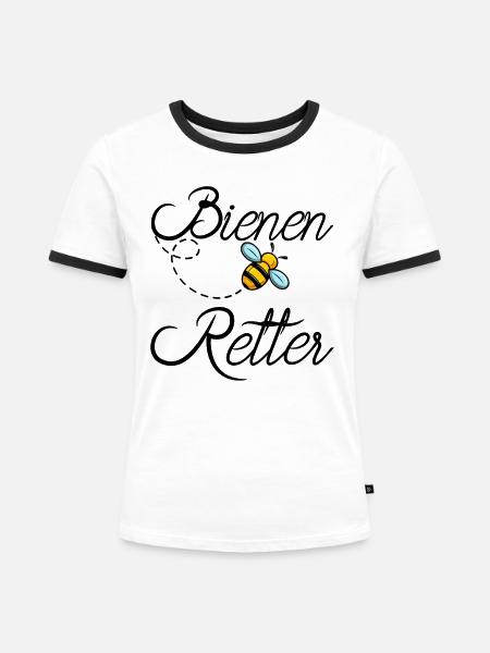 Rettet die Bienen - Frauen Kontrast-T-Shirt - Weiß/Schwarz