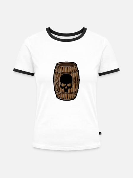 Gift Fass - Frauen Kontrast-T-Shirt - Weiß/Schwarz
