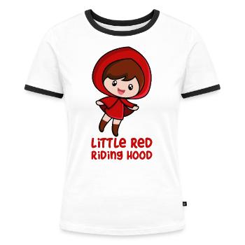 Rotkäppchen - Frauen Kontrast-T-Shirt - Weiß/Schwarz - Vorne - Selfina (174cm)