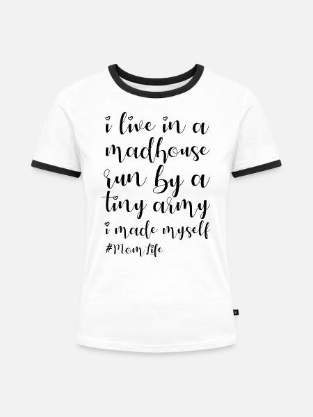 Mutter - Frauen Kontrast-T-Shirt - Weiß/Schwarz