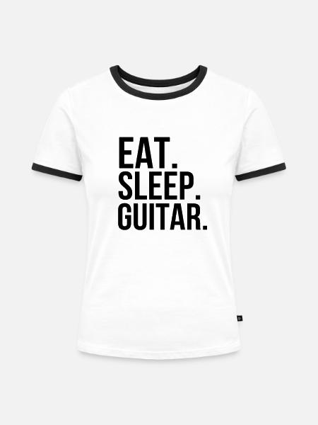 Gitarre - Frauen Kontrast-T-Shirt - Weiß/Schwarz