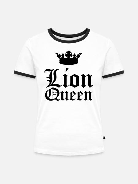 Lion Queen - Frauen Kontrast-T-Shirt - Weiß/Schwarz