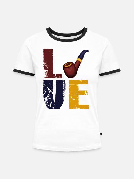 Liebe Pfeife rauchen - Frauen Kontrast-T-Shirt - Weiß/Schwarz
