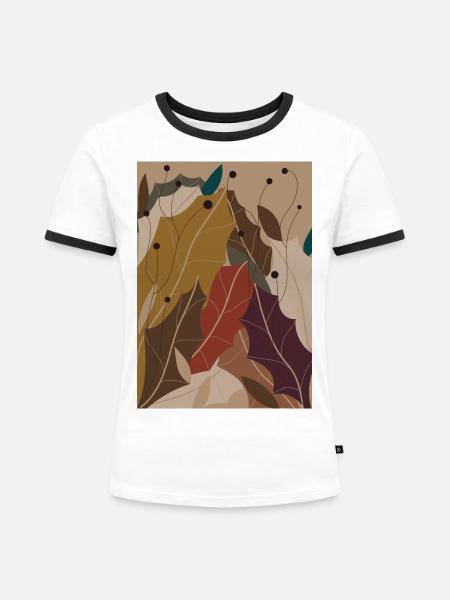 Dekoratives Motiv - Frauen Kontrast-T-Shirt - Weiß/Schwarz