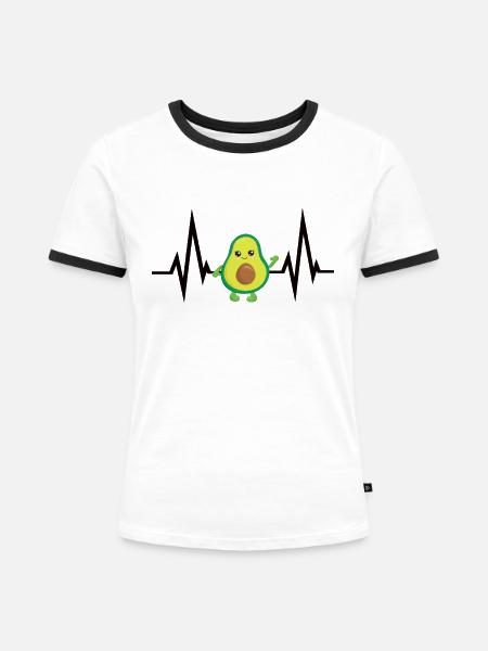 Avocado - Frauen Kontrast-T-Shirt - Weiß/Schwarz