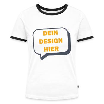 DEIN DESIGN HIER - Frauen Kontrast-T-Shirt - Weiß/Schwarz - Vorne - Selfina (174cm)
