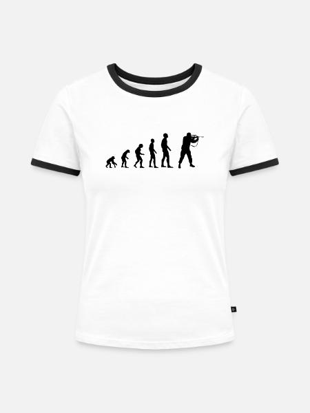 Evolution desmenschen Soldat Kämpfer Waffe - Frauen Kontrast-T-Shirt - Weiß/Schwarz