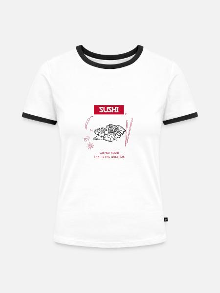 Sushi oder nicht Sushi - Frauen Kontrast-T-Shirt - Weiß/Schwarz