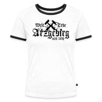 Arzgebirg Welterbe 2019 Erzgebirge Erzgebirger - Frauen Kontrast-T-Shirt - Weiß/Schwarz - Vorne - Selfina (174cm)