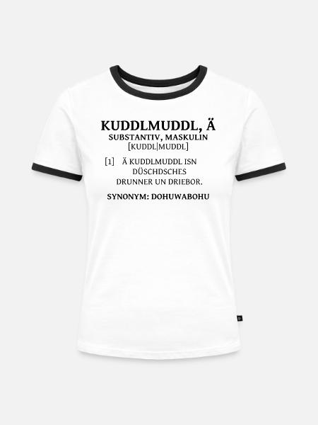 Kuddelmuddel sächsisches Wörterbuch sächsisch - Frauen Kontrast-T-Shirt - Weiß/Schwarz