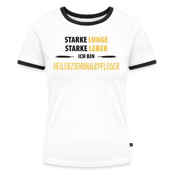 Heilerziehungspflegerin Heilerziehungspfleger - Frauen Kontrast-T-Shirt - Weiß/Schwarz - Vorne - Selfina (174cm)
