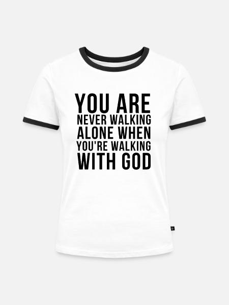Vertraue auf Gott - Frauen Kontrast-T-Shirt - Weiß/Schwarz