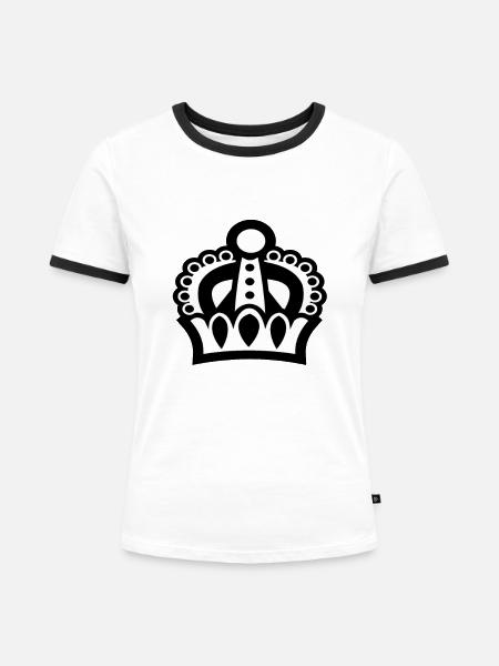 Krone Crown - Frauen Kontrast-T-Shirt - Weiß/Schwarz