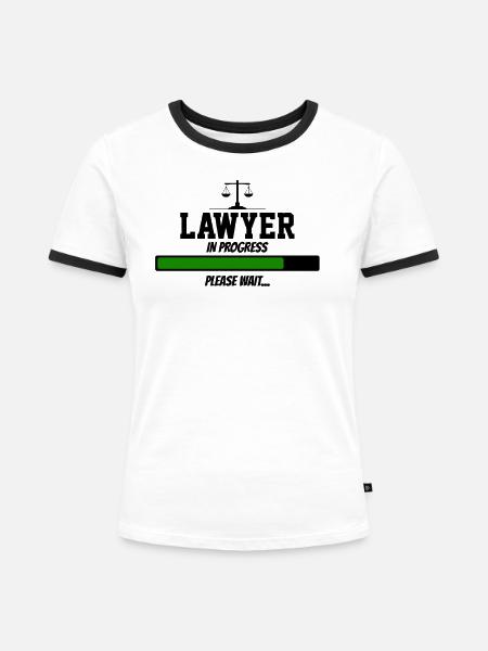 lawyer in progress please wait - Frauen Kontrast-T-Shirt - Weiß/Schwarz
