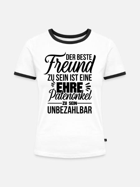 Patenonkel - Frauen Kontrast-T-Shirt - Weiß/Schwarz