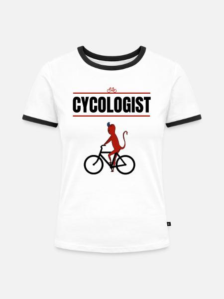 Devil Cycologist - Frauen Kontrast-T-Shirt - Weiß/Schwarz