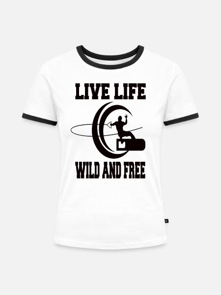 wakeboarding - Frauen Kontrast-T-Shirt - Weiß/Schwarz
