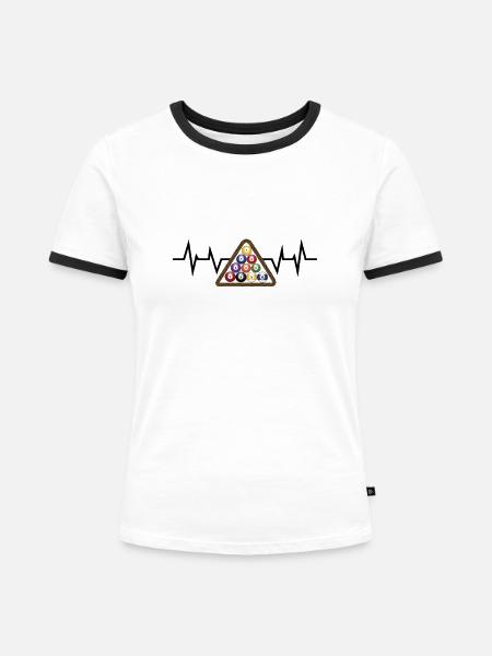 Billard Billardspieler Billardkugeln - Frauen Kontrast-T-Shirt - Weiß/Schwarz