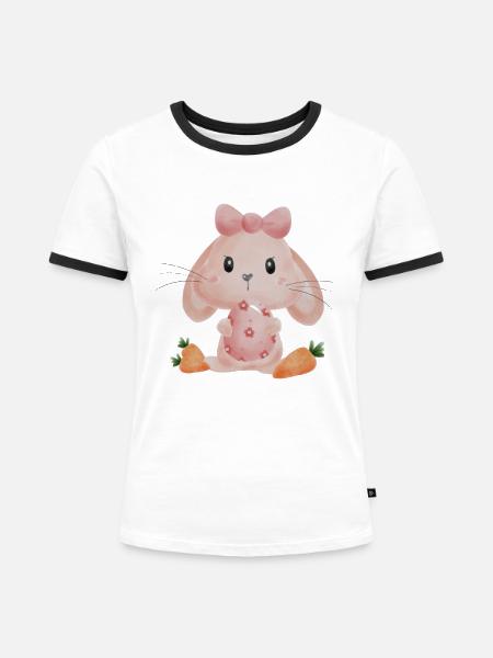 Ostern - Frauen Kontrast-T-Shirt - Weiß/Schwarz