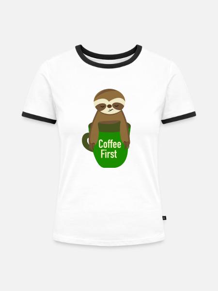 Sloth - Frauen Kontrast-T-Shirt - Weiß/Schwarz