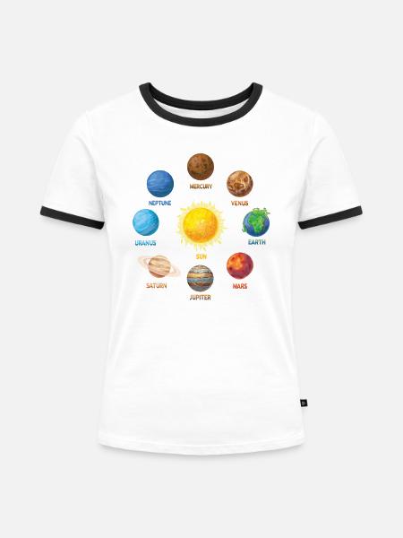 Planeten Sonnensystem - Frauen Kontrast-T-Shirt - Weiß/Schwarz