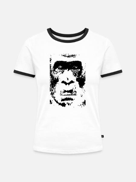 Affe - Frauen Kontrast-T-Shirt - Weiß/Schwarz