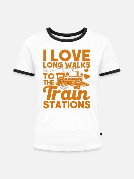 Modellbahn Zug Lokomotiven Geschenk - Frauen Kontrast-T-Shirt - Weiß/Schwarz