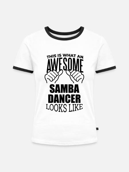 Samba Samba Samba - Frauen Kontrast-T-Shirt - Weiß/Schwarz