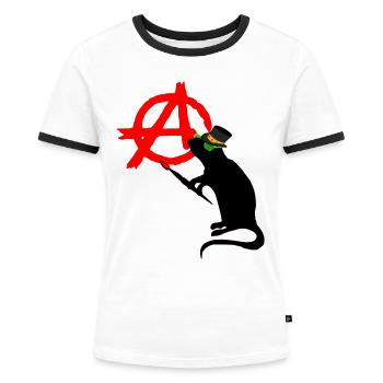 punk rock rat - Frauen Kontrast-T-Shirt - Weiß/Schwarz - Vorne - Selfina (174cm)