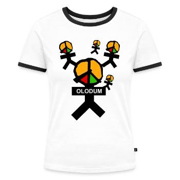 OLODUM - Frauen Kontrast-T-Shirt - Weiß/Schwarz - Vorne - Selfina (174cm)