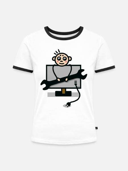 Fernsehtechniker - Frauen Kontrast-T-Shirt - Weiß/Schwarz