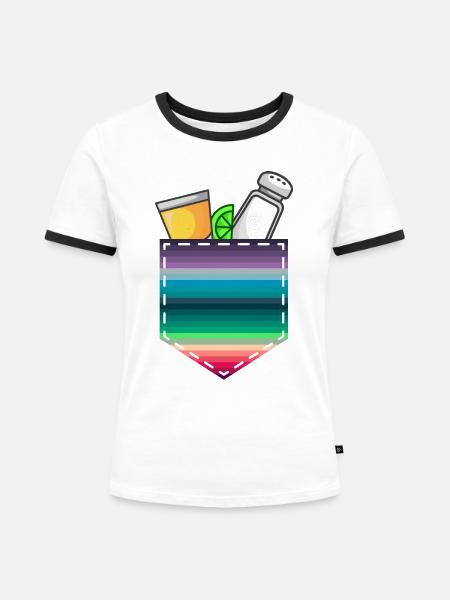 Tequila Limette und Salz - Frauen Kontrast-T-Shirt - Weiß/Schwarz