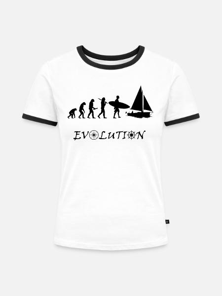 schwarze Evolution - Frauen Kontrast-T-Shirt - Weiß/Schwarz
