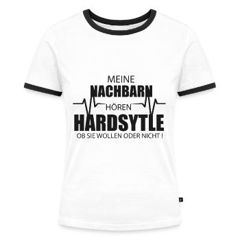 Hardstyle Festival T-shirt!!! - Frauen Kontrast-T-Shirt - Weiß/Schwarz - Vorne - Selfina (174cm)