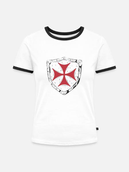 Ritter Rüstung Schutzschild - Frauen Kontrast-T-Shirt - Weiß/Schwarz