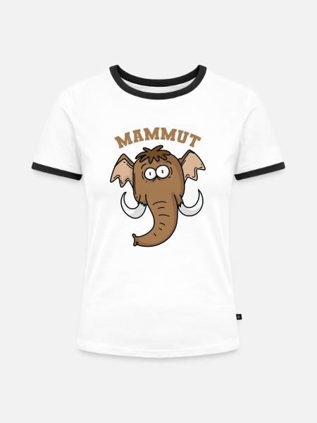 Mammut mit kurzem Rüssel - Frauen Kontrast-T-Shirt - Weiß/Schwarz