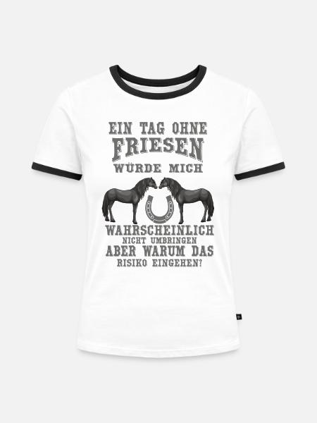 Friesen sind wunderbare Pferde - Frauen Kontrast-T-Shirt - Weiß/Schwarz